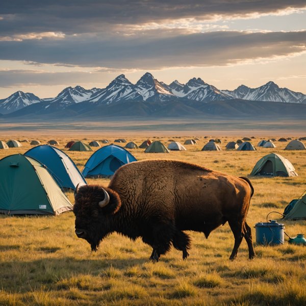 Quels sont les avantages et inconvénients du camping en région de prairies avec des bisons?