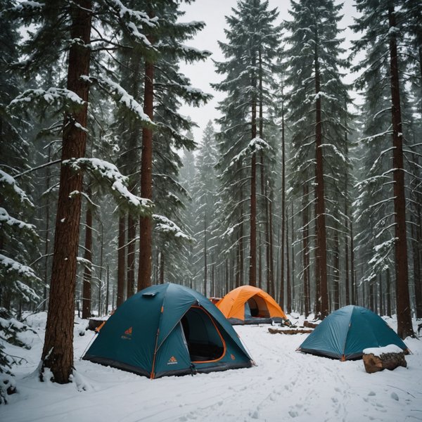 Quels sont les équipements nécessaires pour un camping en région de forêt dense en hiver?