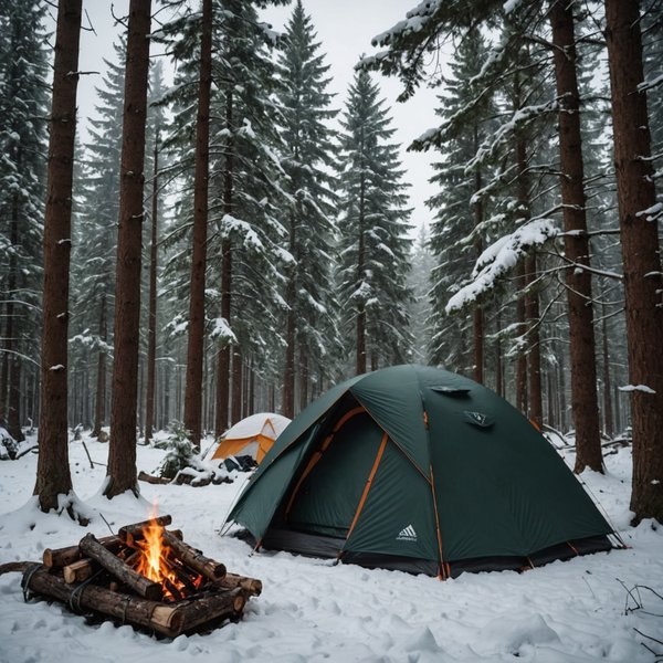 Quels sont les équipements nécessaires pour un camping en région de forêt dense en hiver?